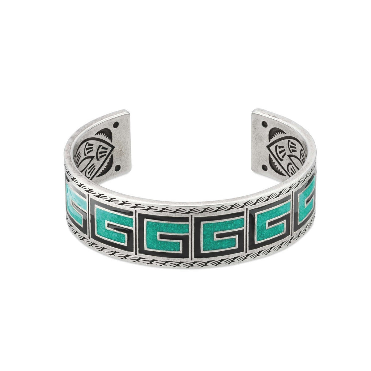 Double Gucci Cube Green Wide Bracelet