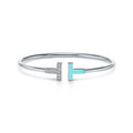 Tiffany T Bracelet 1.8MM Turquoise Diamond Silver
